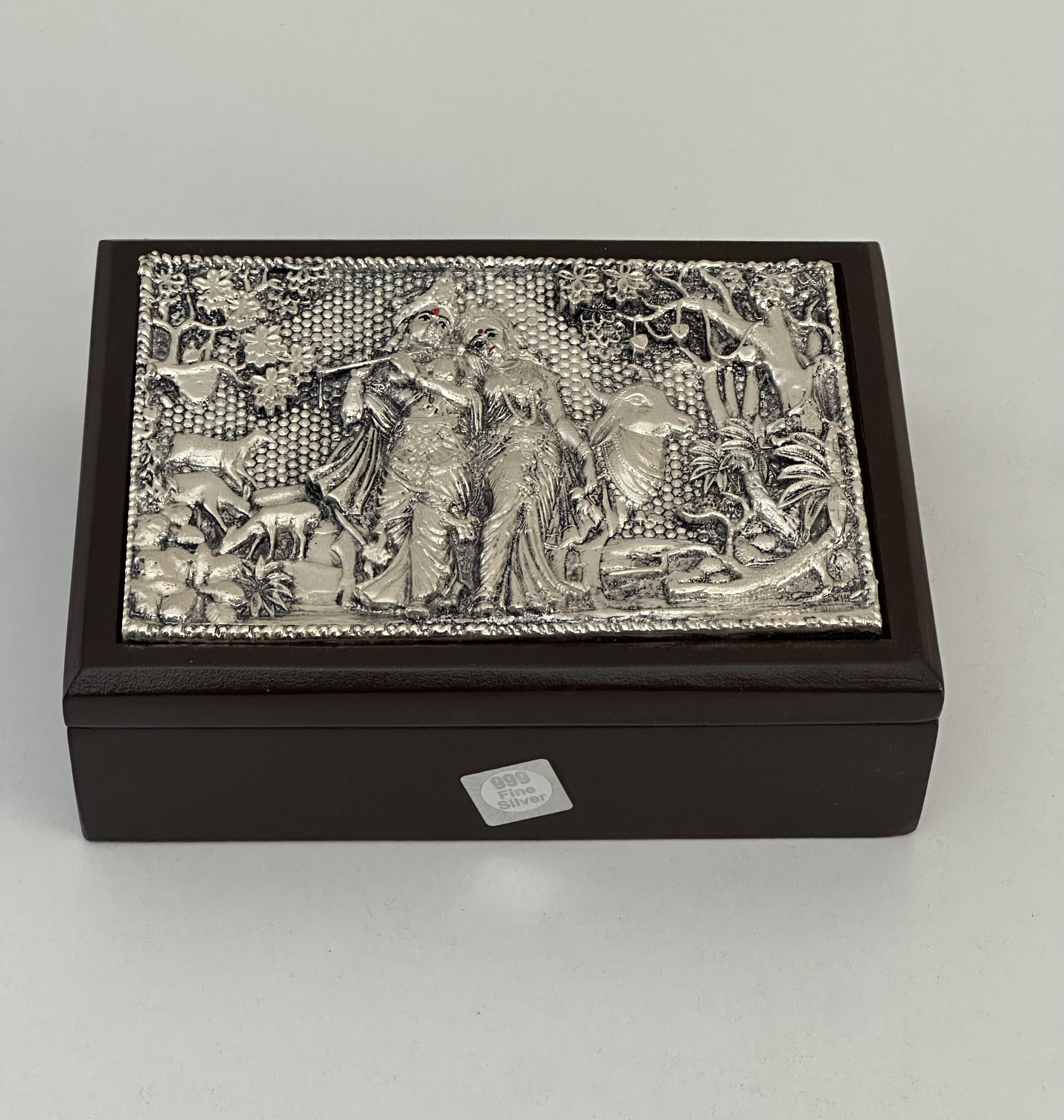 Pure Silver Radha Krishna Dry Fruit Box