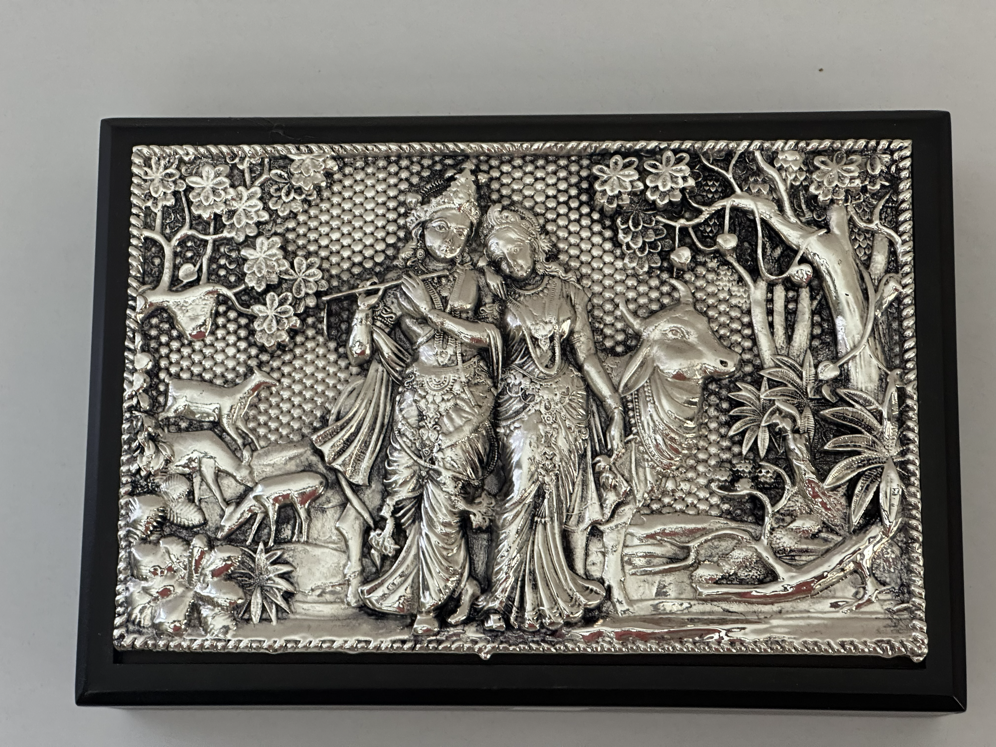 Pure Silver Radha Krishna Dry Fruit Box