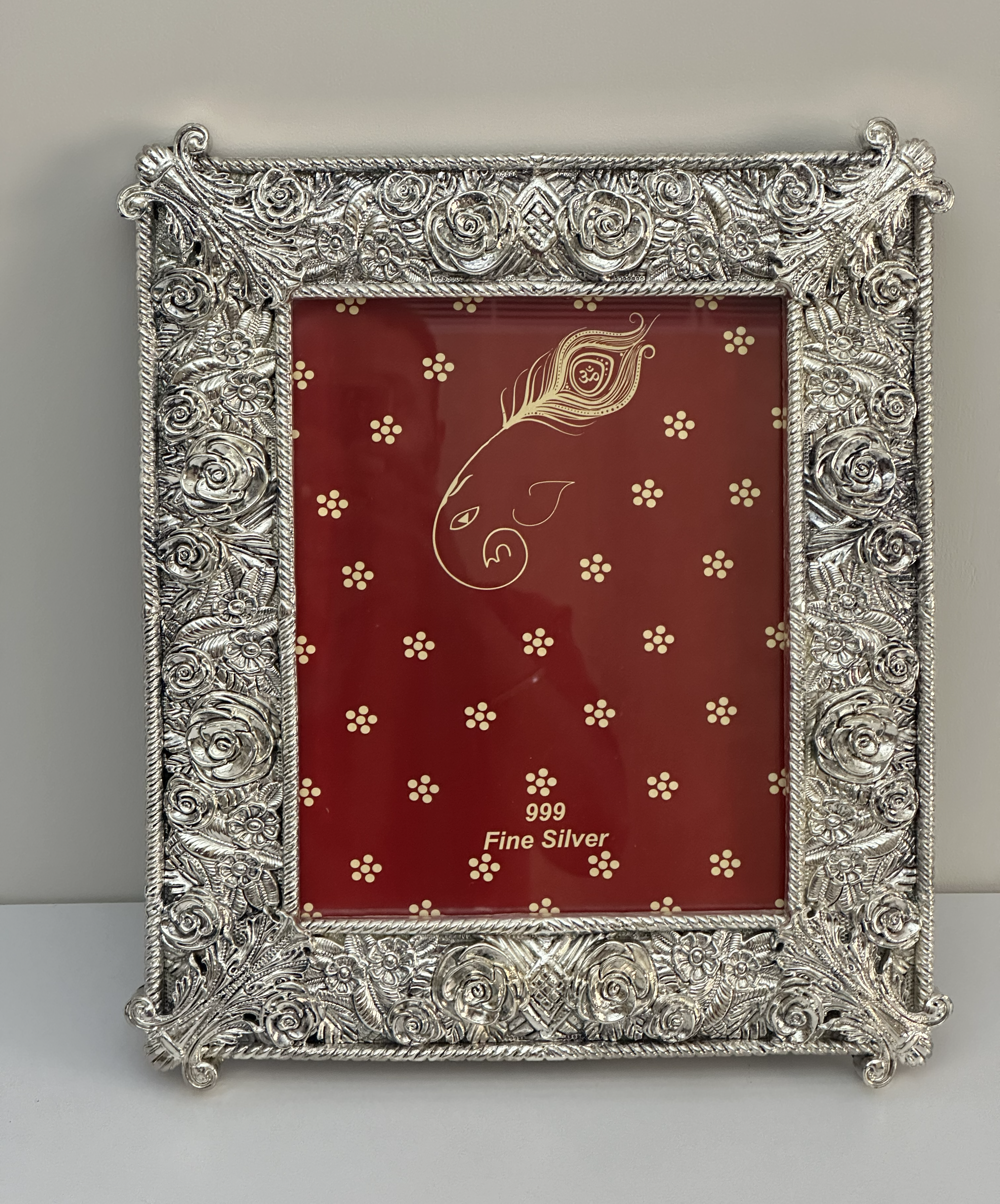 Ornate Pure Silver Floral Photo Frame