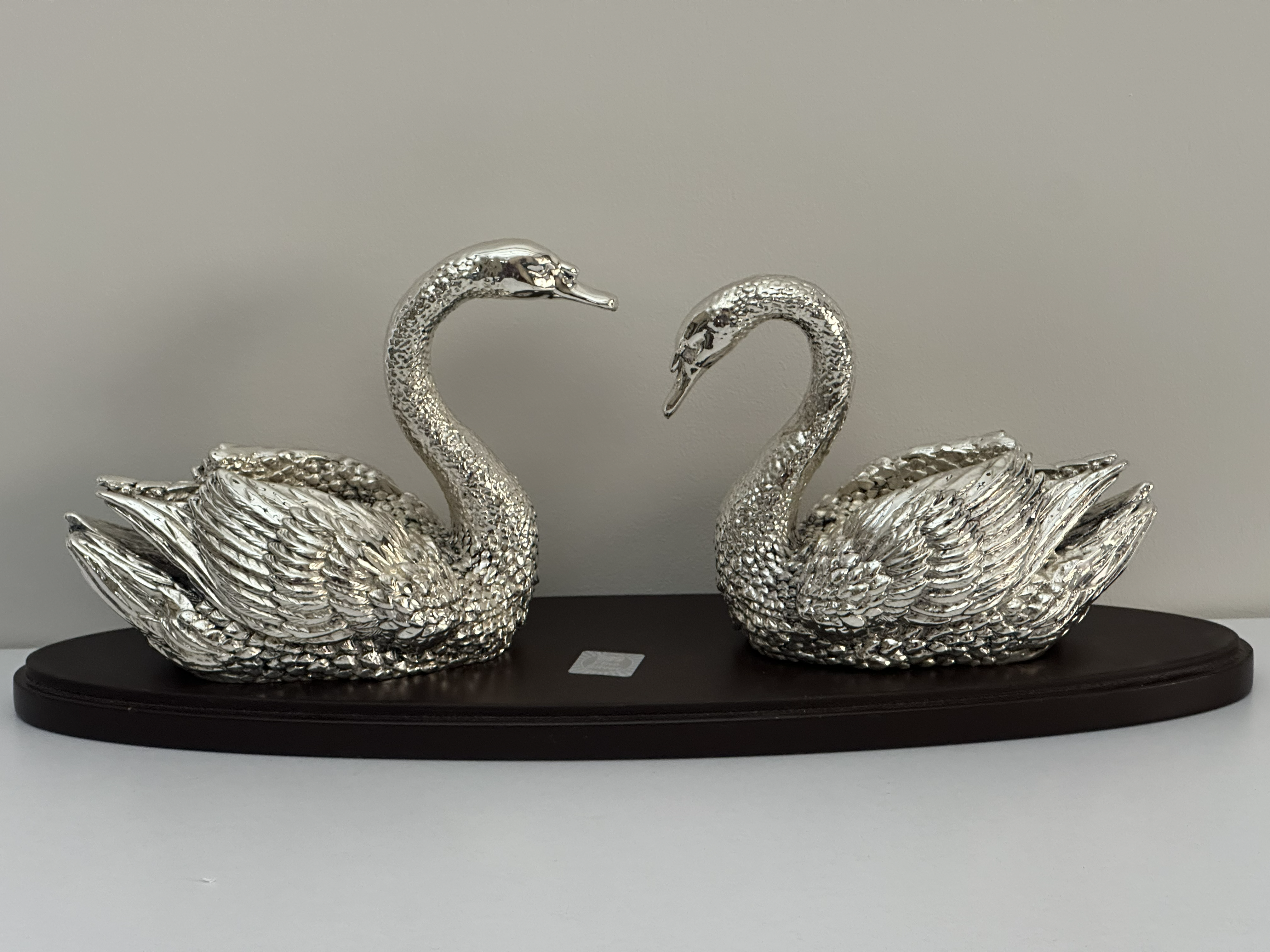 Pure Silver Swan Pair Decorative Showpiece