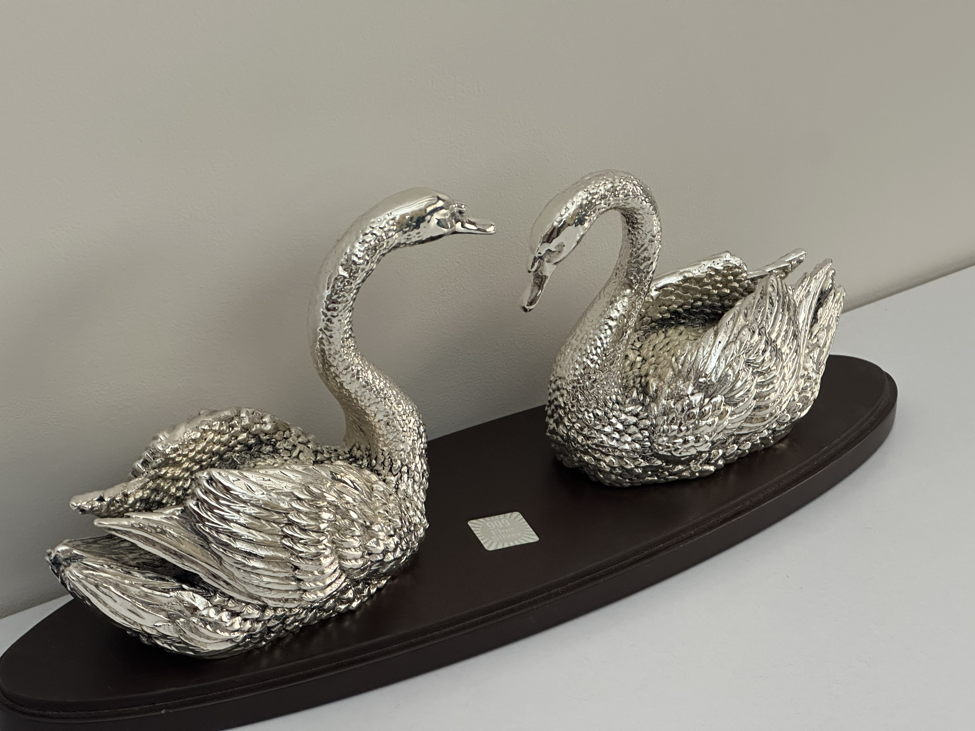 Pure Silver Swan Pair Decorative Showpiece