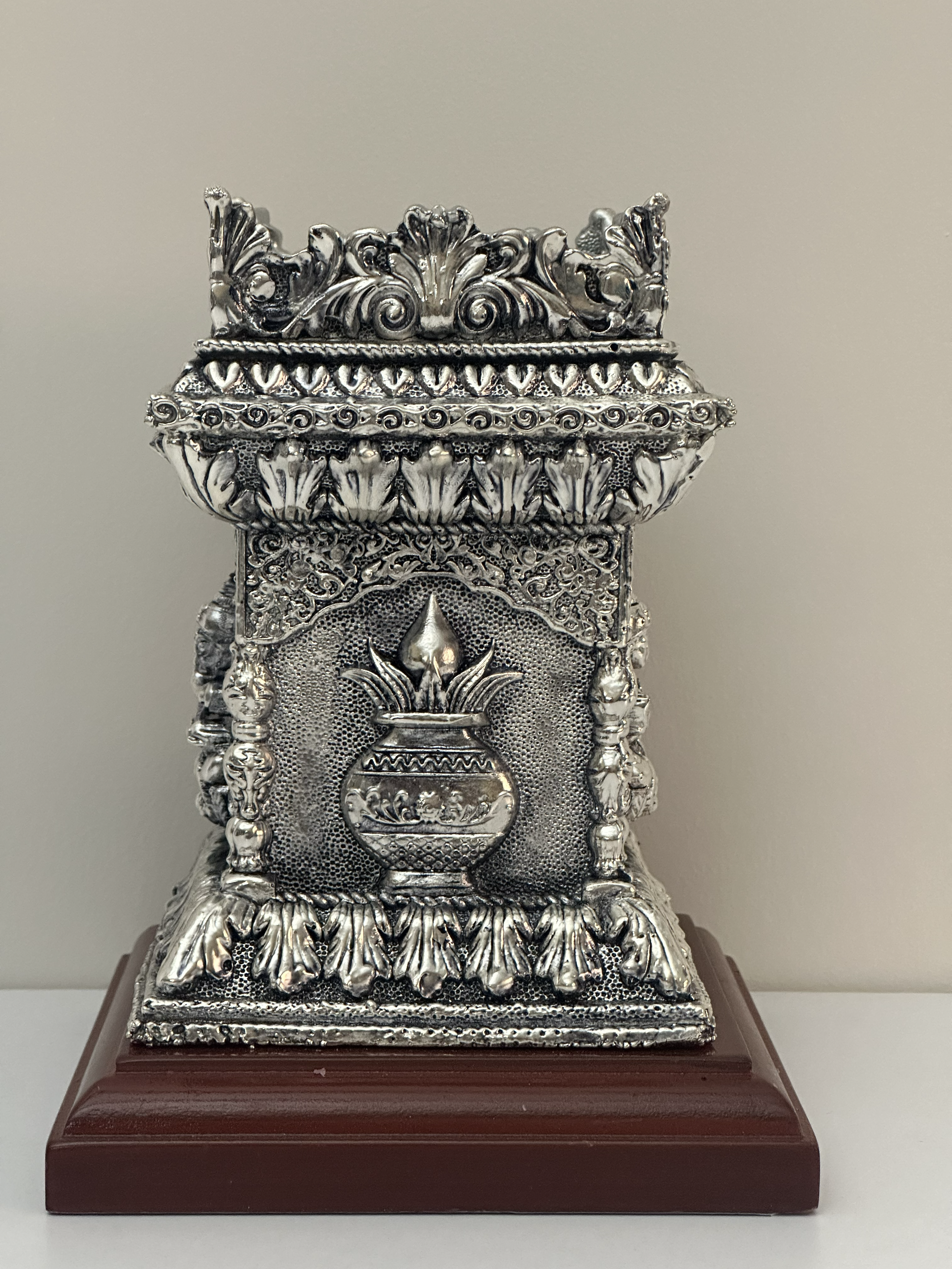 Pure Silver Tulsi Pot with Multi-Deity Panels